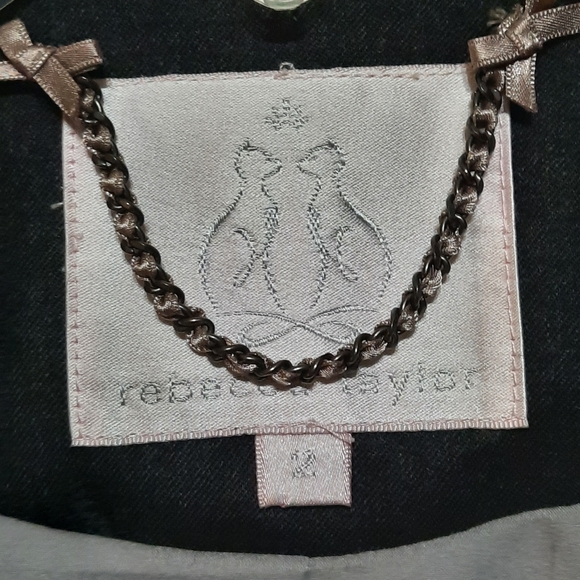 REBECCA TAYLOR Wool Crop Blazer Eyelet Peplum Detail Puff Shoulder Grey Gray XS - Picture 8 of 11